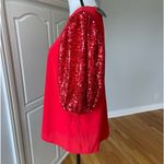 Vine & Love  new with tags red blouse with sequin sleeves size M  holiday Photo 2