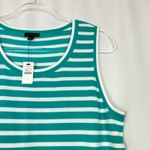 Talbots  | Teal White Stripe Sweater Vest Tank Top Cotton Blend NWT Womens L Photo 1