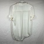 Equipment  White Satin Button Up‎ Pocket Short Sleeve Top Photo 5