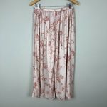 T Tahari Maxi Skirt Womens Large Cream Pink Floral A-Line Stretch Lightweight L Photo 6