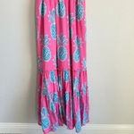 Crown & Ivy Women’s Dress M Pink Blue Pineapple Swiss Dot Smocked Maxi Beach Photo 6