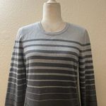 Talbots Sweater Dress Knit S Long Sleeve Cotton Striped Gray Black Photo 2