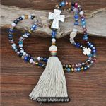 1Pc Boho Sweater Necklace Colorful Beaded Cream Tassel‎ Butterfly Charm Fashion Blue Photo 5