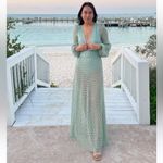 PatBO Monstera Crochet Plunge Beach Dress Medium Green Photo 3