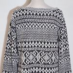 One World  Black and White Knit Top Size XL Aztec Knit Top Photo 4