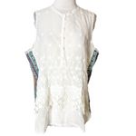 Johnny Was  Malin Tank In White sz L crochet side embroidered laces panel Photo 8