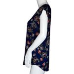 EXPRESS Shirt Women XS Navy Blue Multicolored Floral Office Casual Versatile Photo 2