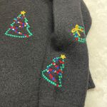 Kate Hill  Casual Christmas Cardigan Sweater Women's Size Small 100%‎ Wool Black Photo 9