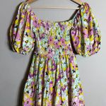 Pinch Puff Sleeve Floral Tiered Midi Dress Womens Small Smocked Boho Cottagecore Pink Photo 4