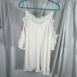 The Clothing Company  White Pleated‎ Lace Cold Shoulder Dress M Romantic Bridal Photo 1
