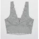 Aerie Lace Waffle Longline Bralette Medium Heather Gray Size Medium Photo 3