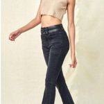 KanCan Jovi High Rise Bootcut Jeans Leather Accent Flare Western Womens 27 Gray Black Photo 0