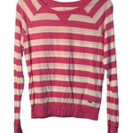 Hollister VTG  Y2K XS Pink White Stripe Long Sleeve Pullover Preppy Sweatshirt Photo 0