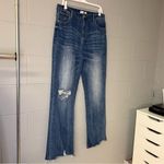 Risen Jeans High Rise Wide Leg Dark Wash Jeans Women’s Size 1XL Stretchy Jeans Blue Photo 1