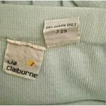 Liz Claiborne | Vintage Green Ivory Sweater Pleated Skirt Set Lambswool | Large Photo 8