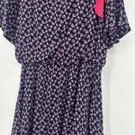 Free People  Boho Blouson Dress Purple Floral Tie Cold Shoulder Flowy Siz… Photo 5