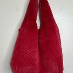 Red Faux Fur Tote Bag No closure excellent condition Photo 0