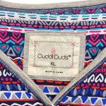 Cuddl Duds  Top Shirt Womens XL Pink Blue Hearts Short Sleeve Henley Casual Photo 2