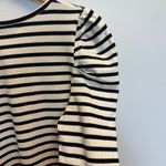 Rebecca Minkoff  Talia Puff Sleeve Ivory Black Stripe Dress Preppy Coastal Large Photo 7
