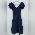 Sea NY Heidi Flutter Sleeve Smocked Navy Midi Dress 2 Blue Photo 5