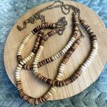Vintage Plunder brown white circle beads triple strand necklace jewelry Photo 0