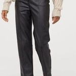 H&M NWT  Faux Leather High Waisted Straight Leg Trouser Pants Black Womens Size 6 Photo 0