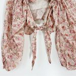 Revolve Tularosa Bristol Cropped Tie Front Peasant Top in Dried Rose Floral Photo 3