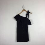 Sea NY Black Ruffle Off Shoulder Mini Dress Small Button Loose Linen Shirtdress Photo 2
