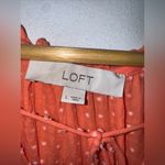 Loft  Blouse‎ Orange Polka Dot Long Sleeve Crew Neck Cotton Casual Large Photo 4