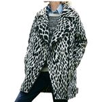Banana Republic Snow Leopard Print Cocoon Jacket Wool Alpaca Blend Size XS Photo 0