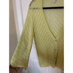 Chico's Crochet Cardigan Size 1 Medium Mother of Pearl Butter Yellow Coastal Photo 4