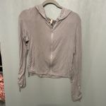 Free People Movement Mauve Ruched Drawstring Hoodie Long Sleeve Zip Up Size M Gray Size M Photo 4