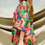 Stone Fox Swim Zenni 100% Linen Shirt Stained Glass Print XS/S Photo 1