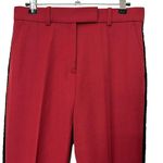 Racil Suit Trouser Pants Red Virgin Wool Pleated Black Side Stripe Size US 4 27” Photo 2