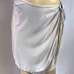 Zuliana Silver Side Tie Wrap Skirt Size Medium New With Tags Gray Photo 0