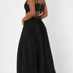Lulus NWOT Got the Glam Black Pleated Cutout Event Party Elegant Maxi Dress L Photo 1