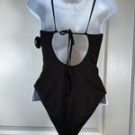 No Boundaries  Ribbed Ruched High Leg Black Swimsuit Size Small NWT #5735 Photo 5