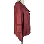 American Eagle  Medium Top Semi-Sheer Crochet Keyhole Tassels Smocked Neck Cotton Photo 3