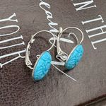 Handmade Vintage Cabochon Earrings – Turquoise Blue Stainless Steel Photo 3
