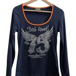 Biker Clothing *Imperfection* Bling 2016 Bike Week Scoop Neck Top Size Large Black Photo 0