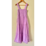 Seafolly Australia Lilac Boathouse Dress 100% Cotton Lined Smocked Airy Large Purple Photo 3