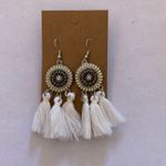 White Boho Fringe Earrings Photo 0