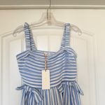 By The River Medium Blue White Strip Coastal Fairy Tiered Bow Accent Midi Dress Photo 5