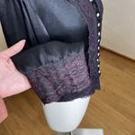 Gunne Sax Vintage Jessica Gunnies Blouse Size 11 Black Purple Satin Lace Button Down Goth Photo 4