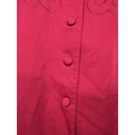 Style Works Women’s Size 14 Red Long Button Front Embroidered Dress Coat Jacket Photo 6
