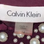 Calvin Klein Deep Purple Dress Embellished FAUX PEARL Neckline WOMENS SIZE 14 Photo 1