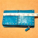 Michael Kors  leather wallet, teal blue, studded 7”x4” Photo 3