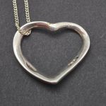 None Vintage Sterling Silver Chain and Open Heart Pendant Necklace 18" Valentine Gift Photo 7