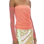 Helmut Lang  Sheer Sleeve Tube Top in Coral, NWT, Size XS Photo 2