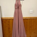 Azazie A-Line Pleated Chiffon Floor-Length Dress Size A2 Photo 4